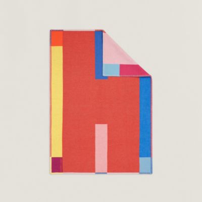 エルメス　ブランケート　≪ジャカード　アルブル　タータン エルメス ブランケット ”アヴァロン タングラム” コクリコ×テラコッタ